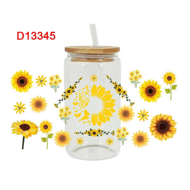 UV DTF Transfer Sticker Mushroom Flowers For The 16oz Libbey Glasses Wraps Bottles Cup Can DIY Waterproof Decals D13345 adhesive vinyl stickers