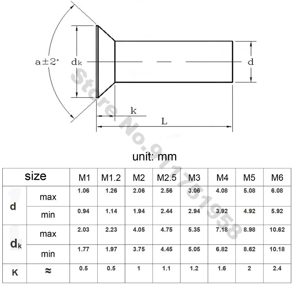 M1 M1.2 M1.4 M1.6 M2 M2.5 M3 M4 M5 M6 GB869 304 A2-70 Stainless Steel Flat Countersunk Head Solid Self Plugging Rivet 10 50pcs rivets and fasteners