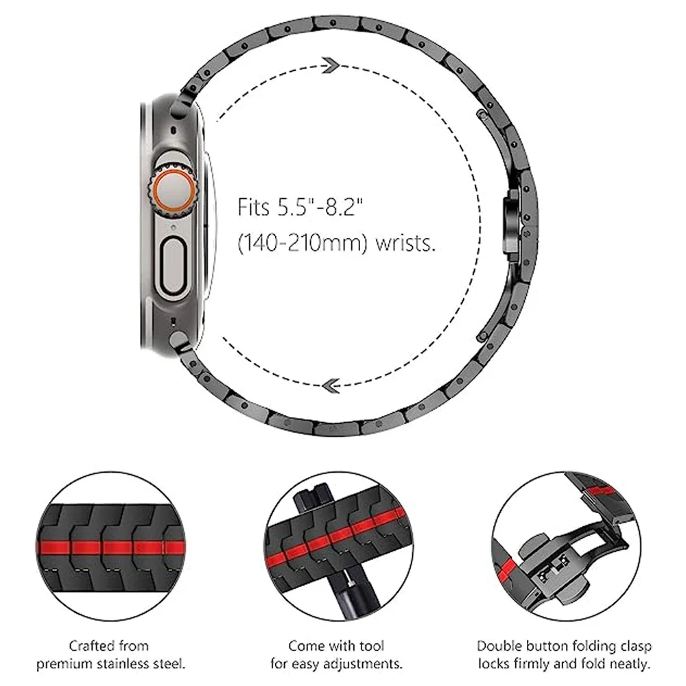 Titanium Orange Stainless Steel Bracelet for Smartwatch - Bold and Stylish Strap
