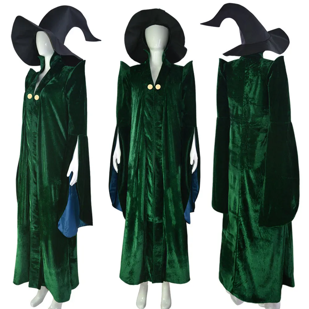 High Quality Professor Minerva McGonagall Cosplay Costume Green Cape Velvet  Role Play Cloak Halloween Adults Children Costume - AliExpress, image size:1000x1000