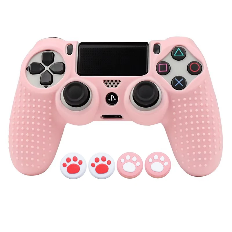 New Pink Soft Silicone Protective Case For PS4 Controller Skin - Main Image