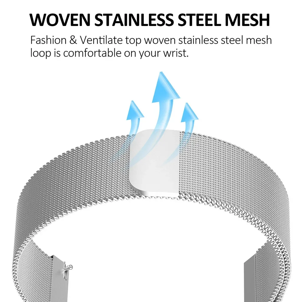 Milanese Loop Metal Bracelet & Tempered Glass Screen Protector Set
