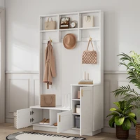 KOMHTOM Bench and shoe shelf wardrobe set white