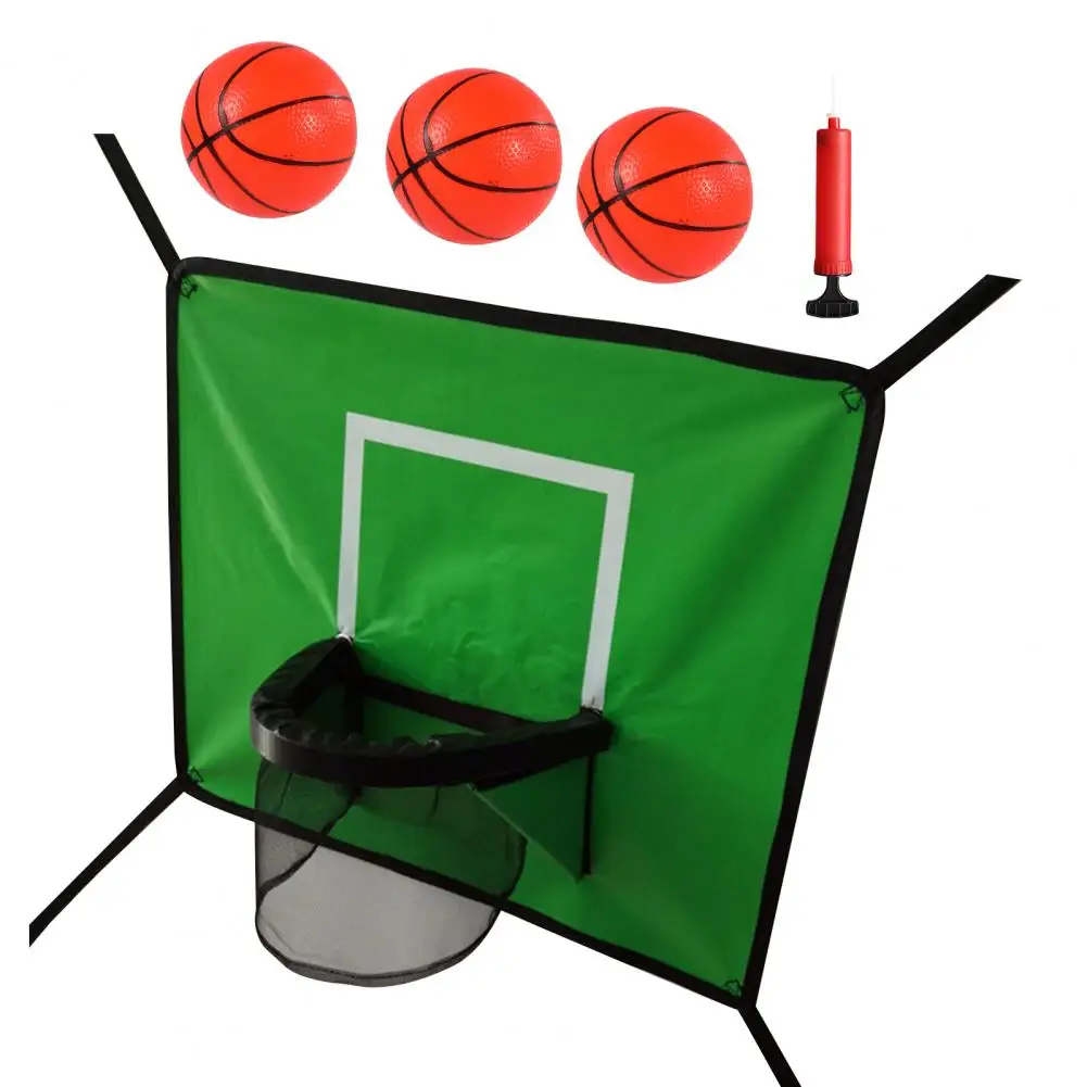 1 Set Trampoline Basketball Hoop Set Mini Hoop For Kids With 3 Mini Balls Pump Soft Material Basketball Goal For Children