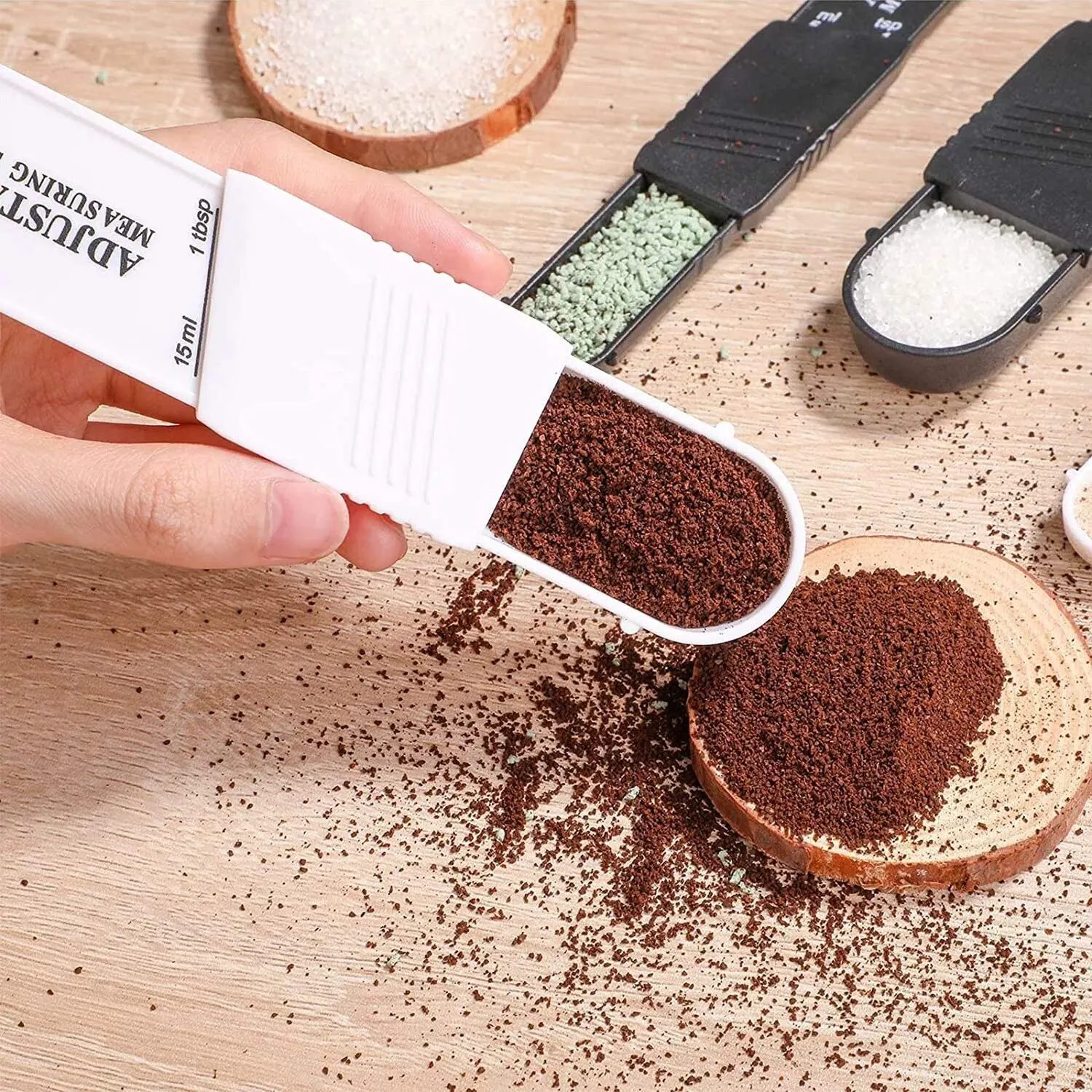 2PCS-Adjustable-Plastic-Measuring-Spoon-Flavor-Seasoning-Combination ...
