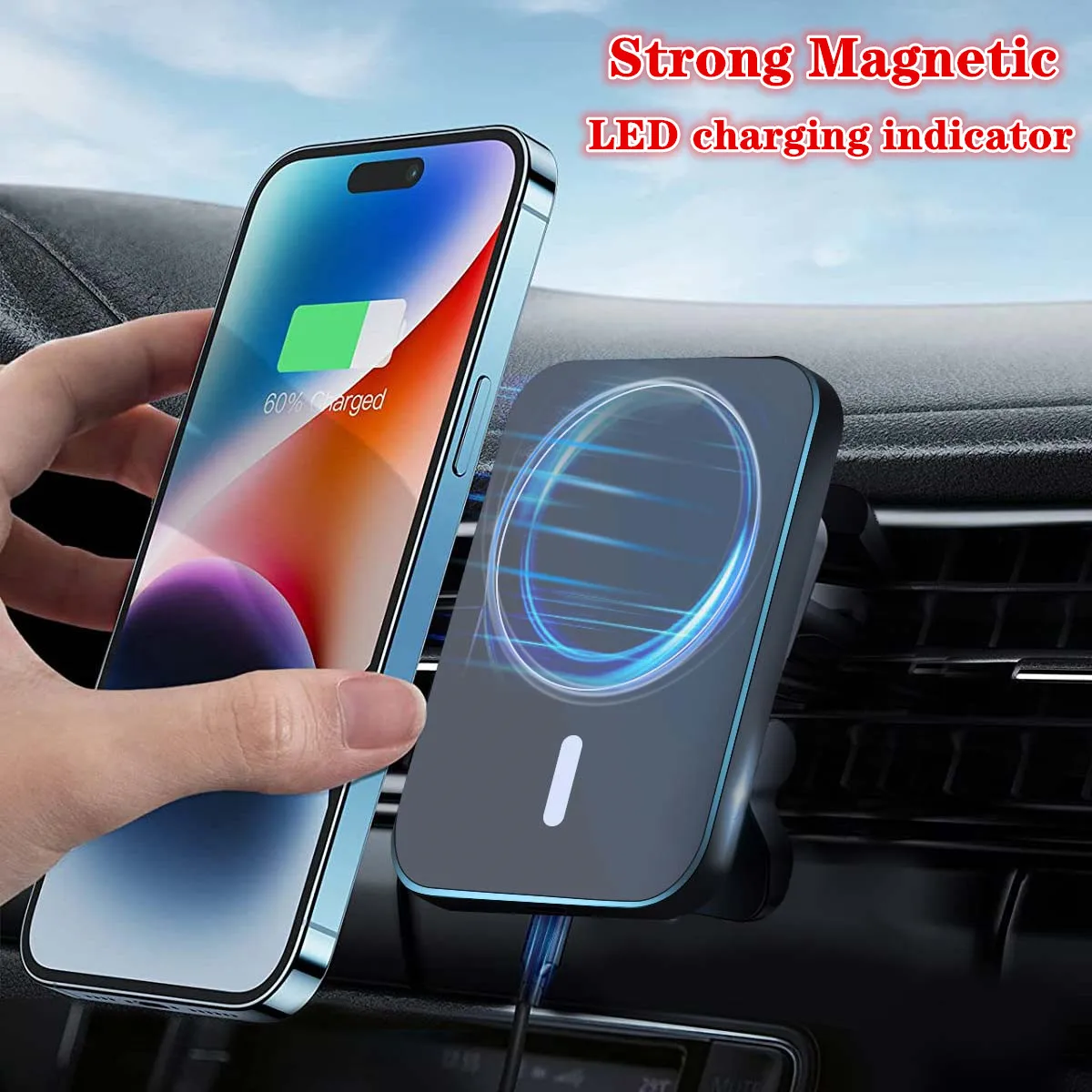 

Magnetic Wireless Charger 15W Qi Car Wireless Chargers Car Mount Air Vent Stand For iPhone 14/13/12 Pro Max Macsafe Car Holder