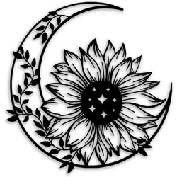 Sunflower Moon Metal Wall Art - Rustic Farmhouse Decor for Indoor & Outdoor Spaces (TY - 105591)