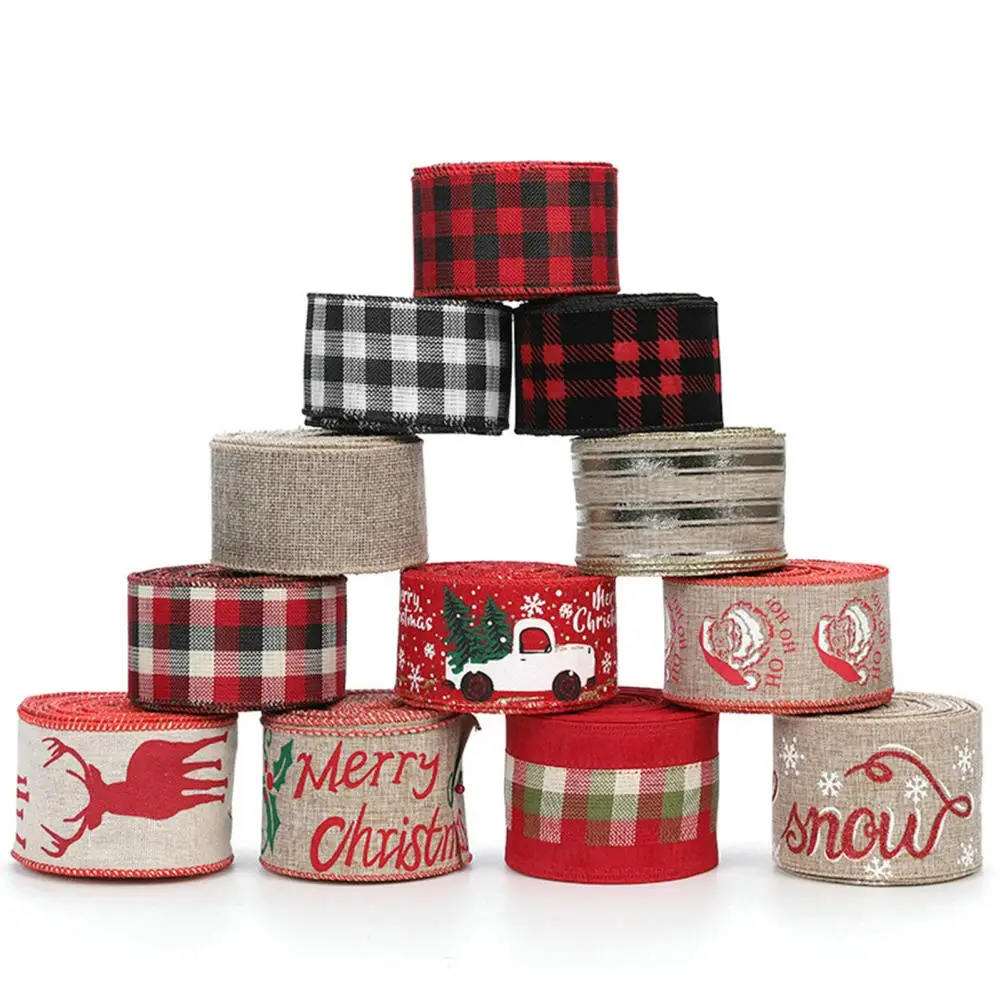 

Black Plaid Christmas Ribbon Christmas Ribbon Black White Plaid Santa Car Wired Gift Packing Diy Craft Xmas Tree Decoration