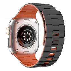Magnetic Sport Silicone Bracelet iWatch Strap - Ultra 1 2 3 49MM (Black Orange)