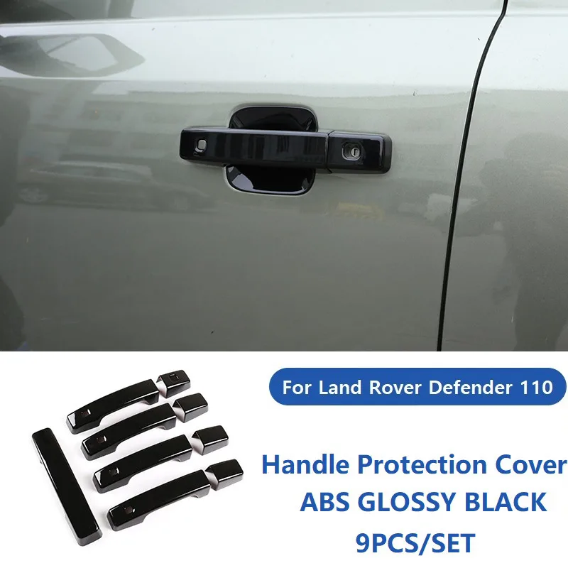 

ABS хромированный черный для Land Rover Defender 90 110 2020-2022 Наружная ручка двери автомобиля чаша декоративная крышка отделка автомобильные аксессуары