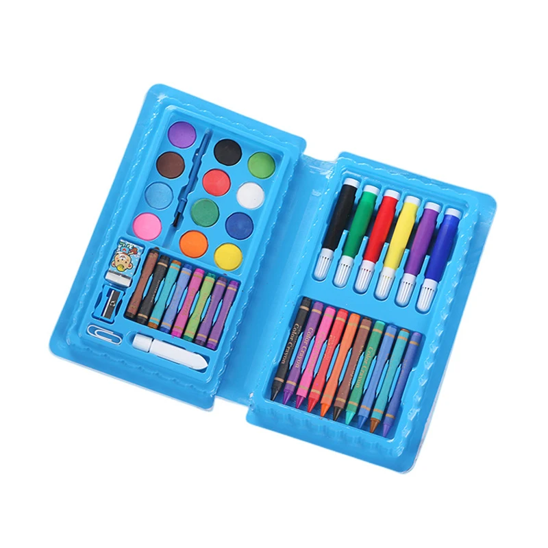 42PCS Children's Painting Set Students Art Brush Birthday Christmas Gift Watercolor Pens & Oil Pastels & Colored Pencils Tools