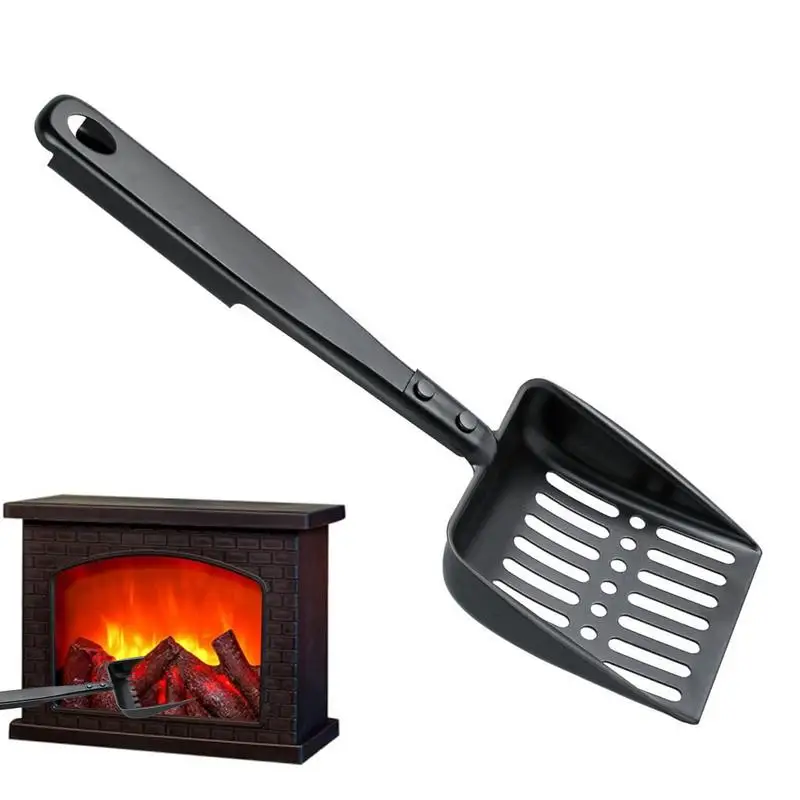 Metal Fireplace Ash Shovel Hollow Out Wood Stove Ash Sifter Iron Coal Shovel Fire Pit Tools for Fireplaces Outdoor BBQ Grills 2