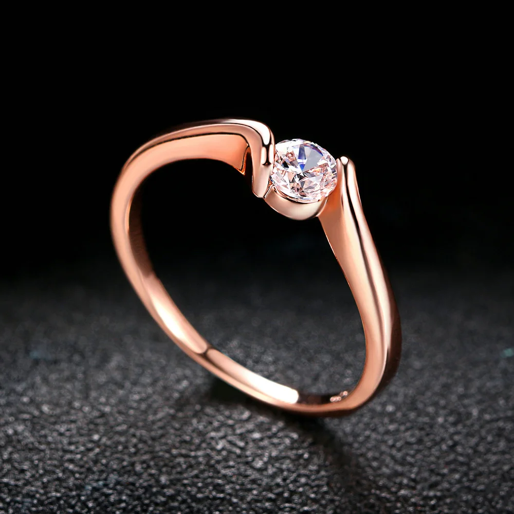 Finger Ring Rose Gold Cubic Zirconia Band Rings Austrian Cubic