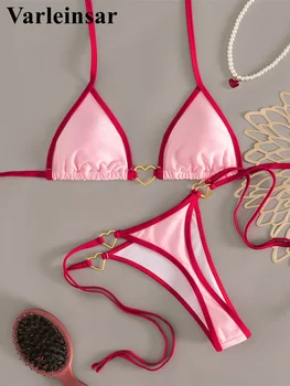 XS - L Halter Mini Micro Thong Bikini Women Swimwear Female Swimsuit Two-pieces Bikini set Padded Bather Bathing Suit Swim V7595 1