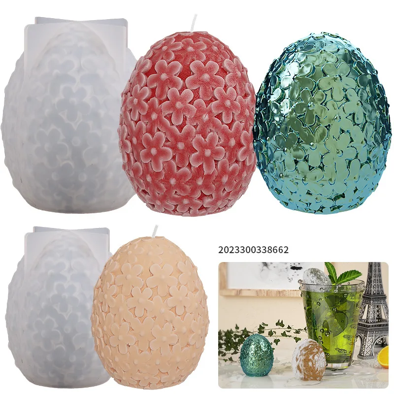 Egg Candle Mold Silicone Rose DIY Handmade Rose Ball Candle Making Kit Soap Plaster Resin Cake Baking Tool Easter Decorate