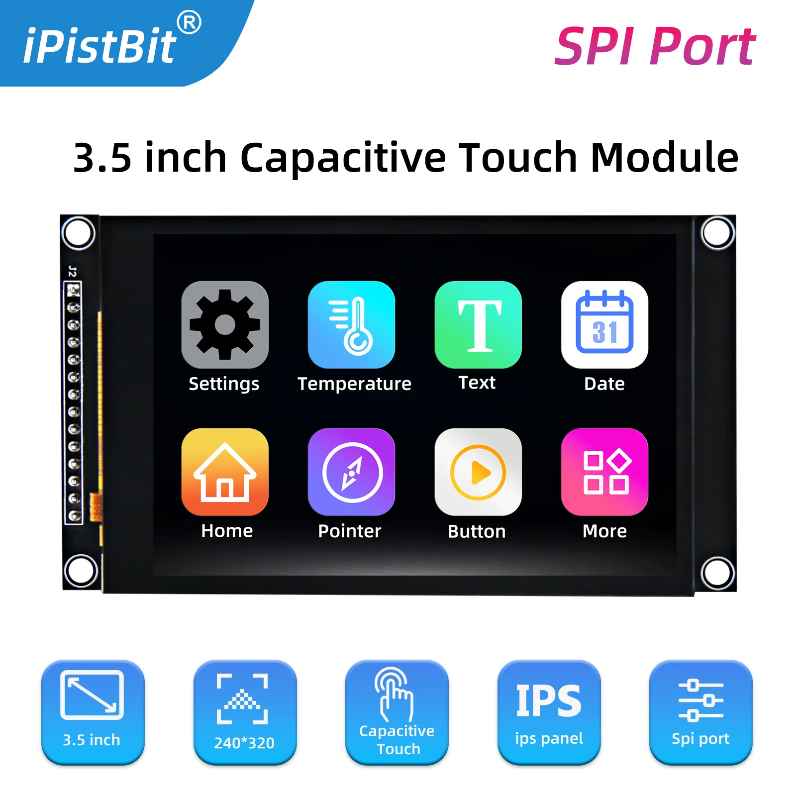 Colorido Ips Capacitivo Touch Display Module Spi Tft Lcd St7796 320×480 Apto para Esp32 e Arduino 35