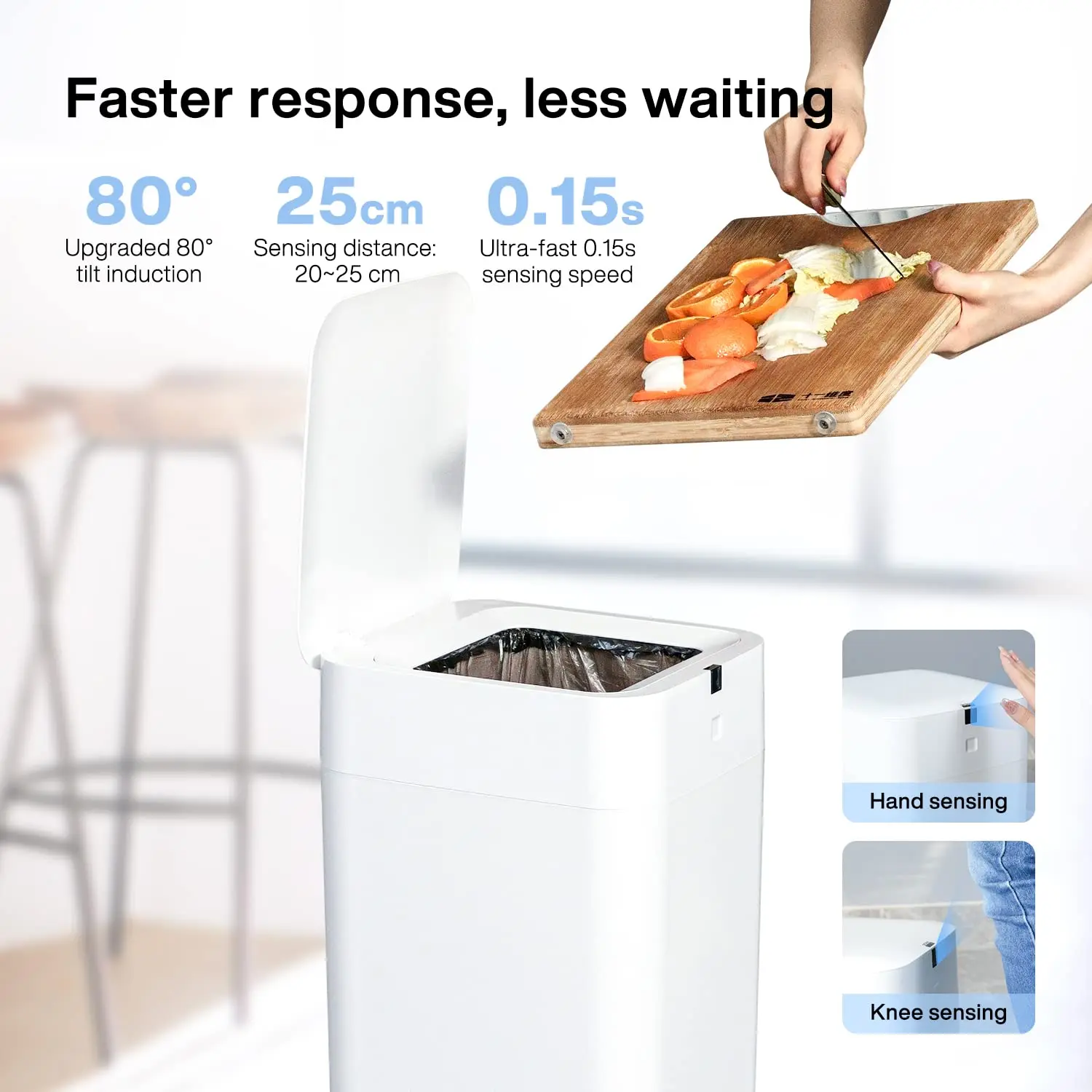 Trash Can, 4 Gallon Self Sealing and Self-Changing Smart Trash Can, Motion Sensor, Touchless Garbage can with lid for Kitchen