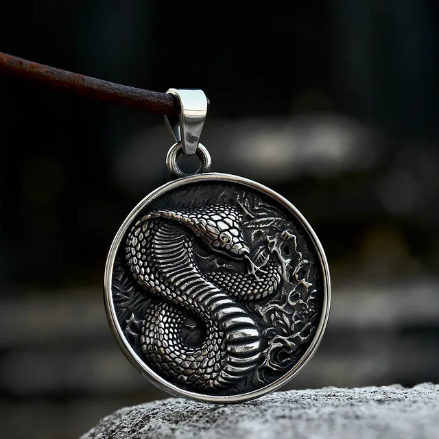 Colgante Doble Proteccion Nuevo Collar Con Colgante En Forma De Cobra Retro, Collar Para Collares Para Hombres Elegantes