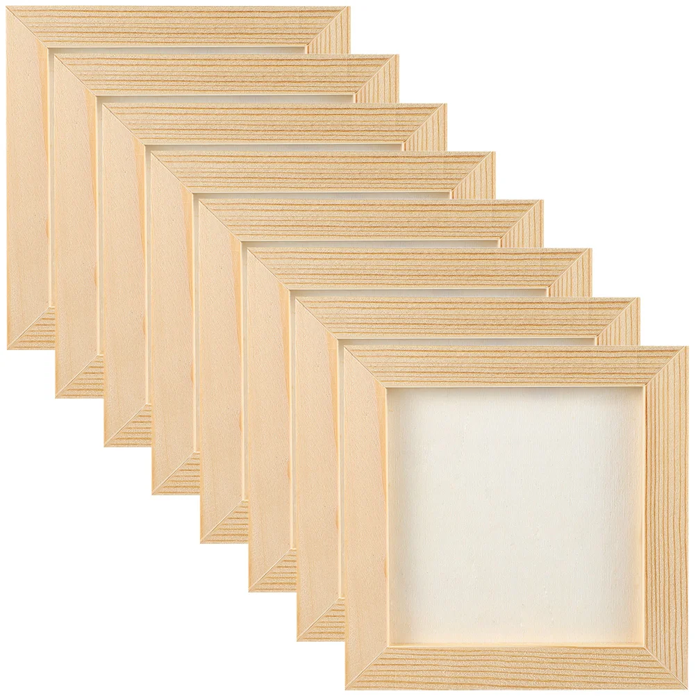

8 pcs Clay Blank Frame DIY Wooden Photo Frames Wooden Painting Frame for Children