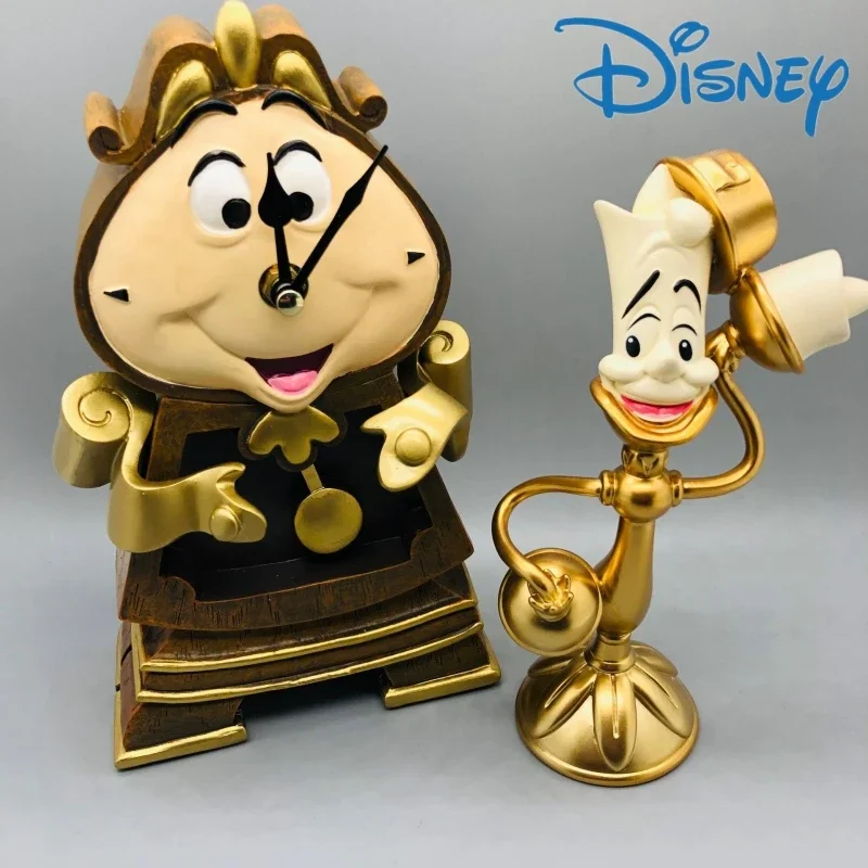 Disney Beauty And The Beast Toys Anime Figure Lumiere Night Lights Candelieri Cogsworth Clock Ornaments Giocattoli Modello Da Collezione