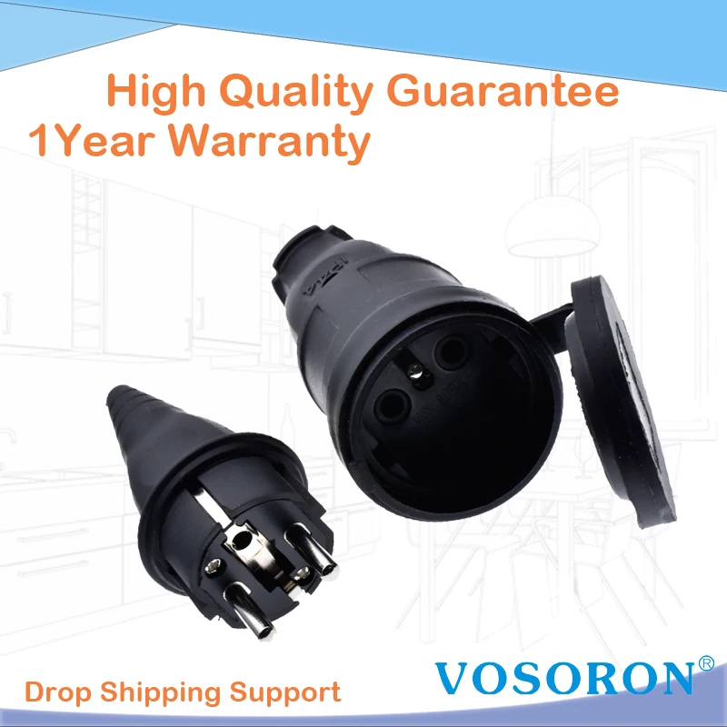 France Rubber Industrial Male & Female Plug Socket 16A 220V 250V 2P+E