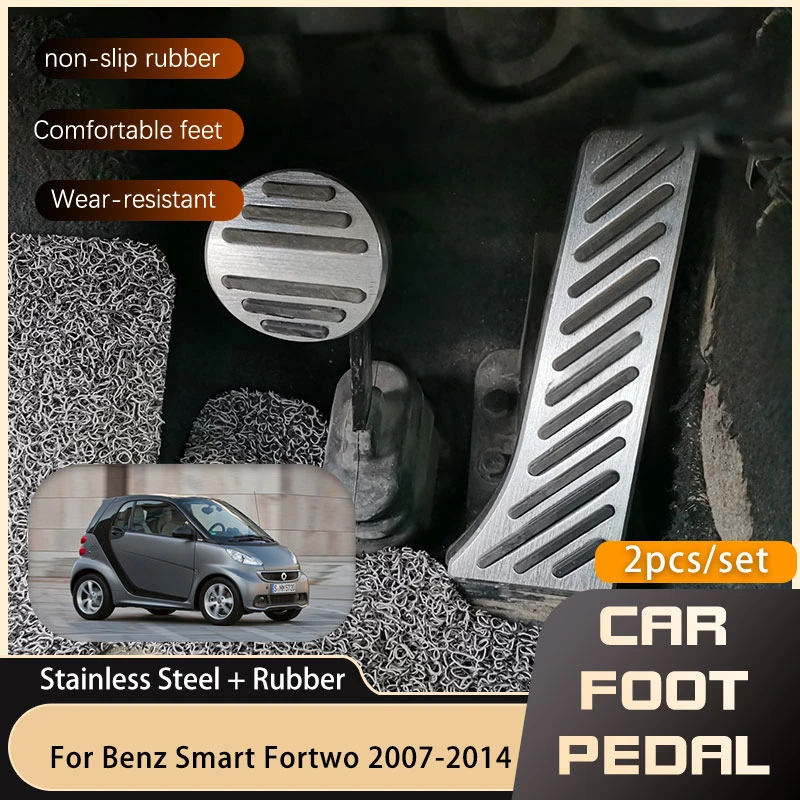 thumbnail image 2 of 2 Pcs Non-slip Aluminum Alloy Throttle Brake Pedal Cover For Mercedes Smart Forf 2 of 11