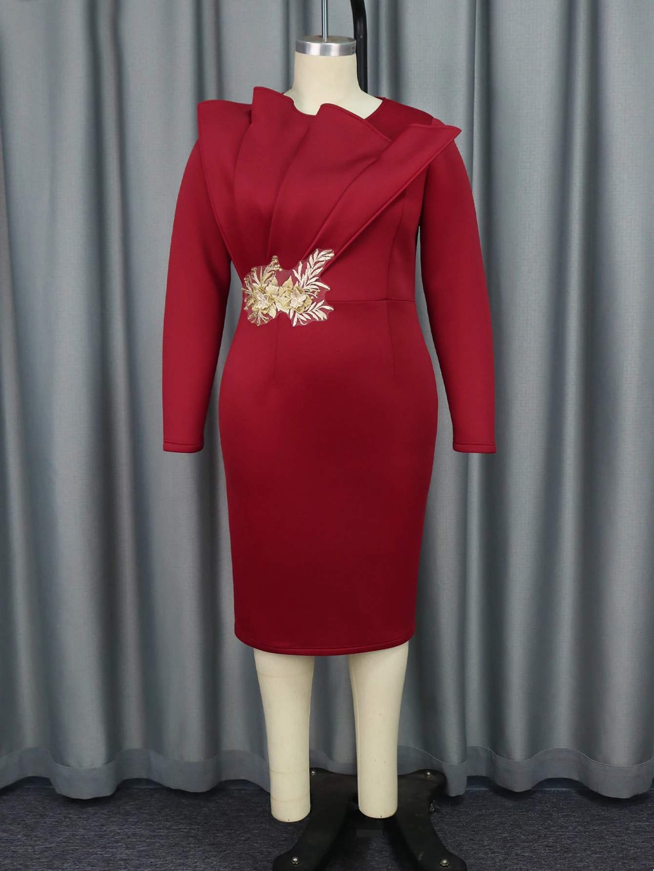 jersey flutter sleeve dress Poly USA 9318 Fitted Embroidered Short Sleeve Gown main image 0