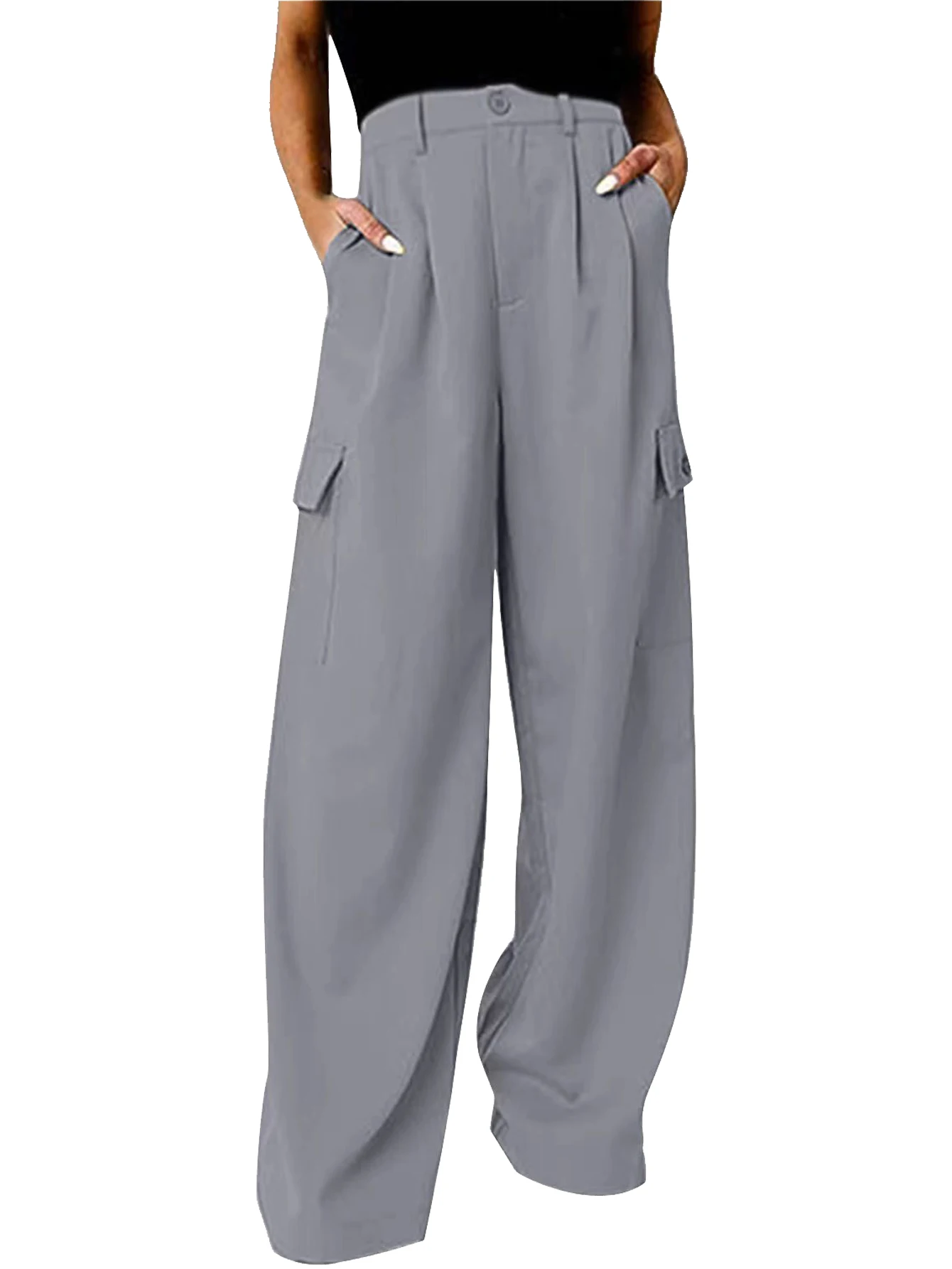 

Брюки-карго женские с завышенной талией, повседневные Прямые мешковатые штаны с широкими штанинами, уличная одежда