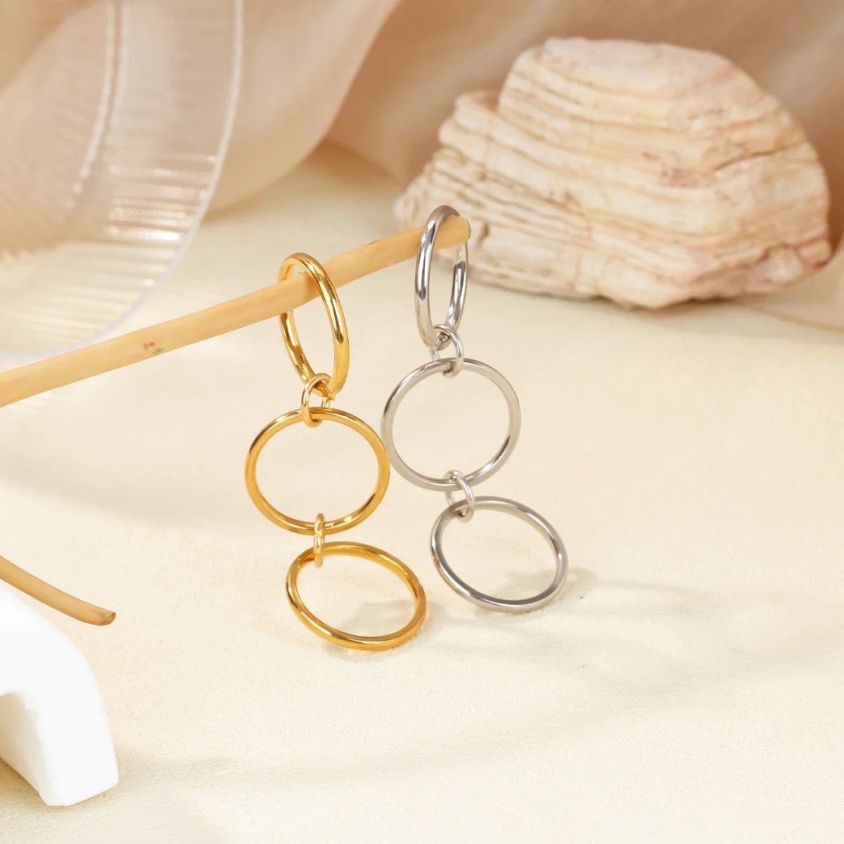 Three Fingers Chain Shape Variable Hiphop Rings Stainless Steel Women Men