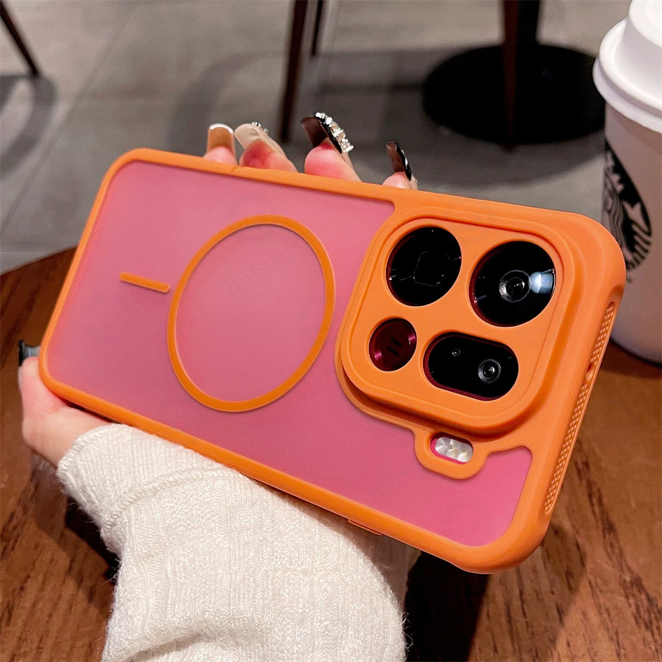 Slim Magnetic Hard Skin Feel Case with Translucent Shockproof TPU Edge Cover
