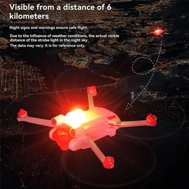 Drone volant de nuit avec le Kit d'Éclairage Stroboscopique activé en mode stroboscopique multicolore