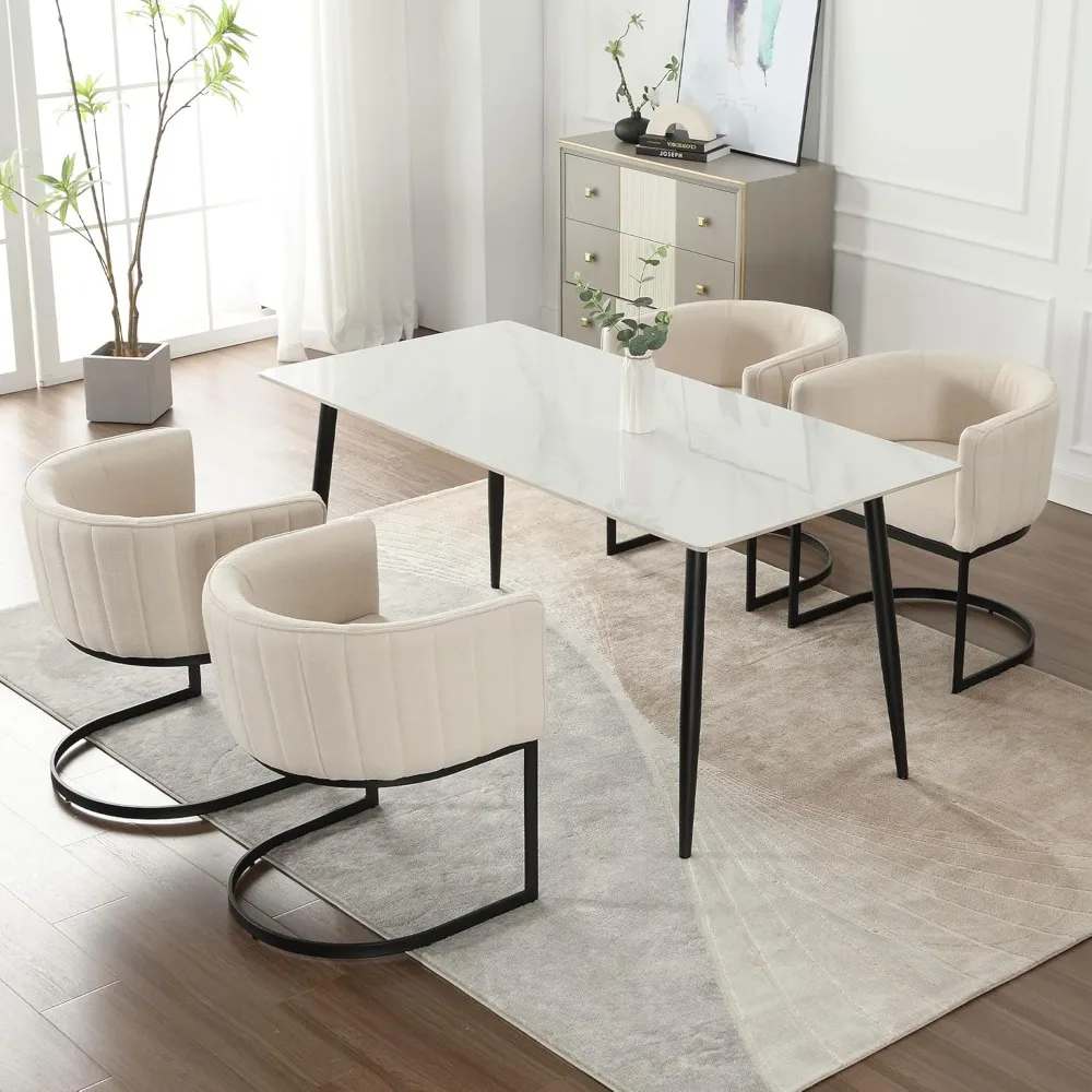 Description Picture 2 of itemDining Chair 4-Piece Set, 20-Inch Wide with Upholstered Armrests, Metal Frame for Bedroom/Living Room, Barrel Chairs