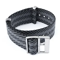Premium - Grade Braided Nylon Watch Band - Soft, Waterproof Sport Bracelet Accessory - 22mm (Black grey)