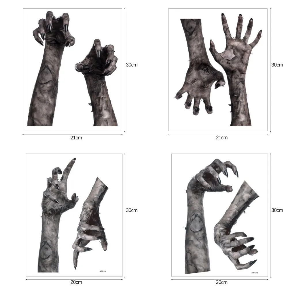 1pc Halloween Ghost Hand Stickers 3D Scary Ghost Hand Window Door Wall Stickers Clings Poster Halloween Party Decor Supplies
