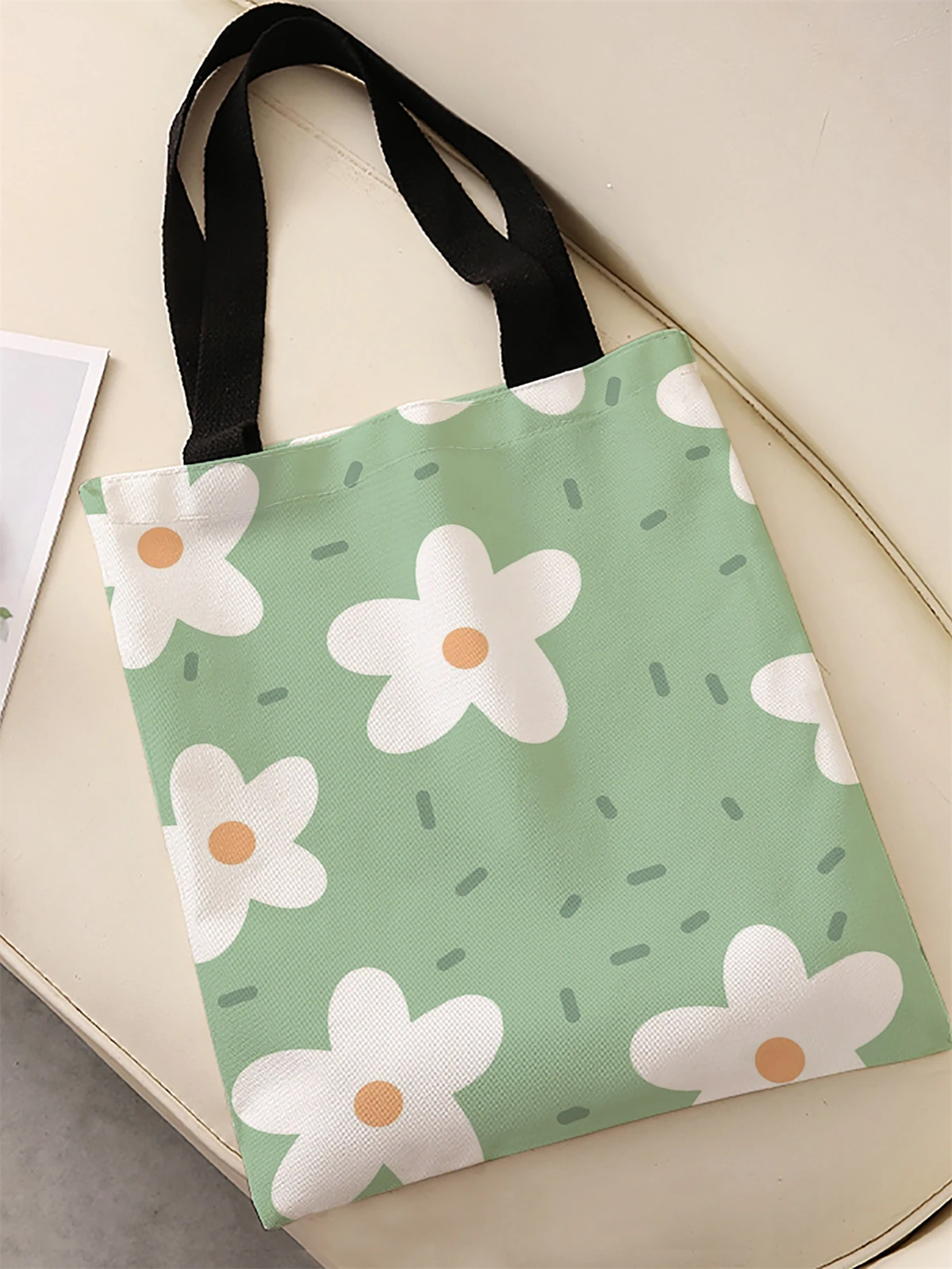 Flower pattern printed casual handbag, reusable fashionable backpack, multifunctional handbag, canvas shopping bag