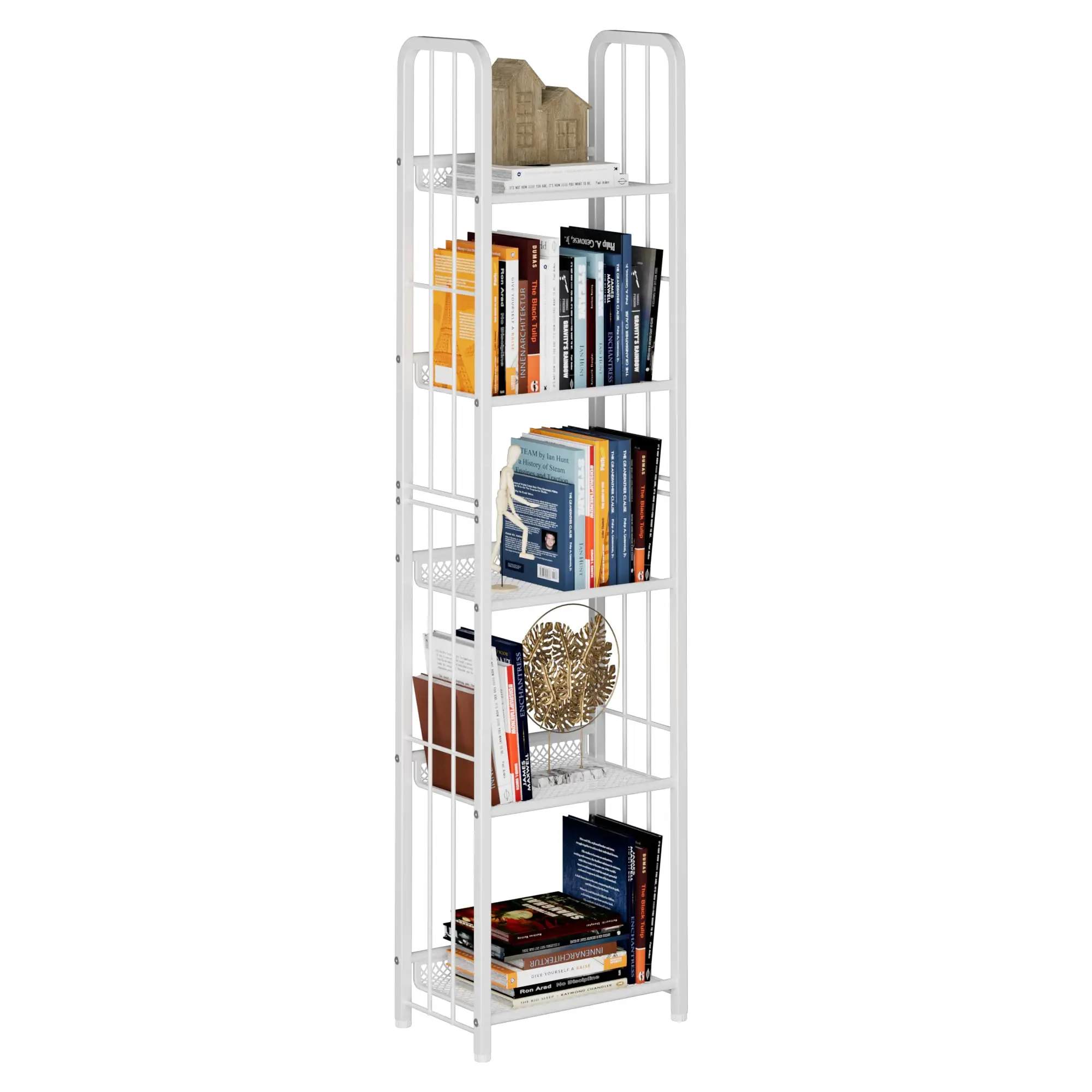 

Bookshelf Storage Shelf,Bookcase Freestanding for Living Room,Kitchen,Easy Assembly Free Combination(5 Tiers,White)