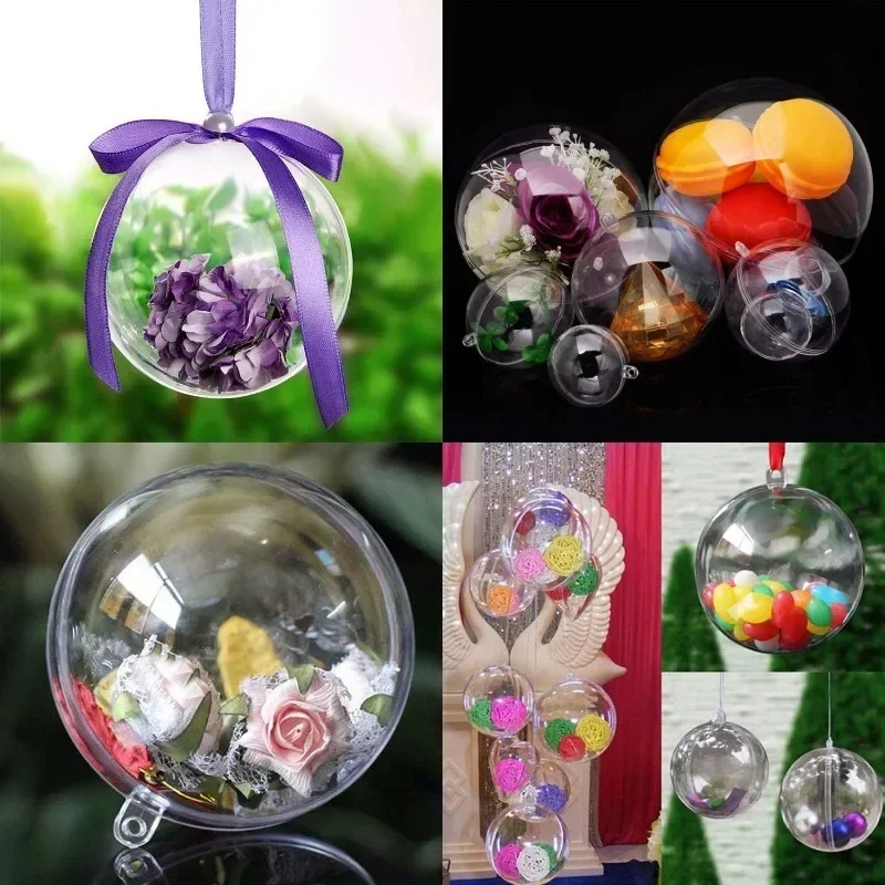 20/1PCS Christmas Transparent Ball Plastic Fillable Bauble Xmas Tree Hanging Ornament Decoration for Home Wedding Party Gift Box