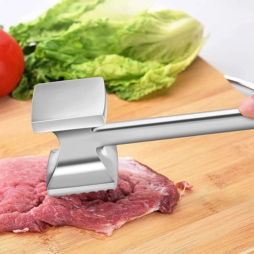 Black Handle Stainless Steel Meat Hammer Kitchen Mallet Tool Beef Pounder Tenderizer Poultry Tools