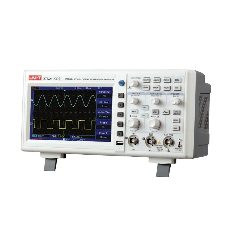 

UNI-T Digital Oscilloscope USB Portable UTD2102e 100MHz Bandwidth 2 Channel Oscillograph 500Ms/S 7" TFT LCD