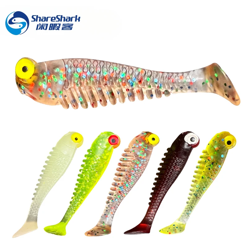 

15 PCS Paddle T-Tail Soft Fishing Lure Lifelike Jig Wobbler Carp Glow in The Dark Artificial Plastic Colorful Swimbait