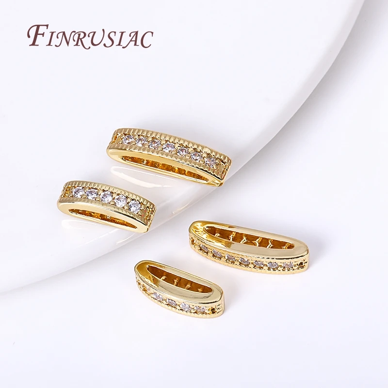 

18K Gold Plated 2/3 Holes Oval Separators For Beads,Inlaid Zircon Beads Separators Jewelry Making Supplies DIY Beading Jewellery