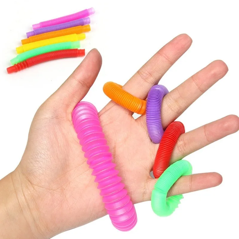 Mini Pop Tubes Sensory Toy Adult Fidget Stress Relieve Toy Kid Autism Anti Stress Plastic Bellows Children Squeeze Toy 1Pcs