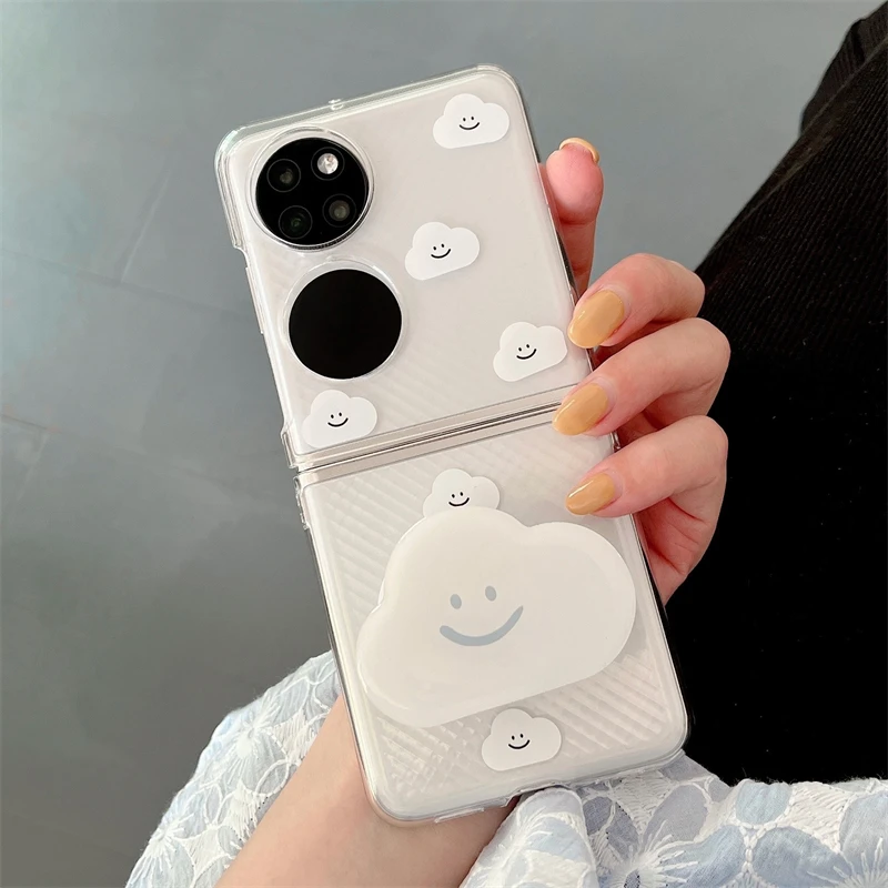Японский милый прозрачный мягкий чехол с улыбающимся облаком для Samsung Galaxy Z Flip 3