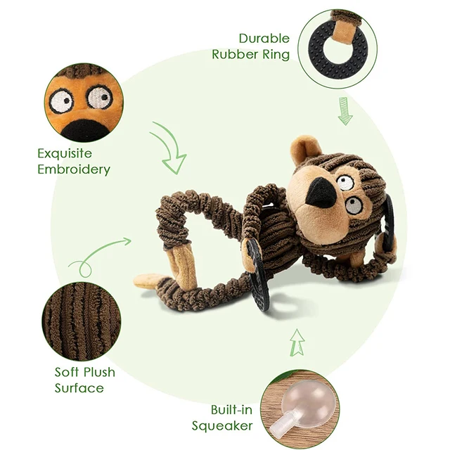 Squeaky Puppy Toys Plush Puppy Chew Toys for Teething Training Dog Toys for Small Dogs Toys for Cute Monkey Interactive Dog Toys 2