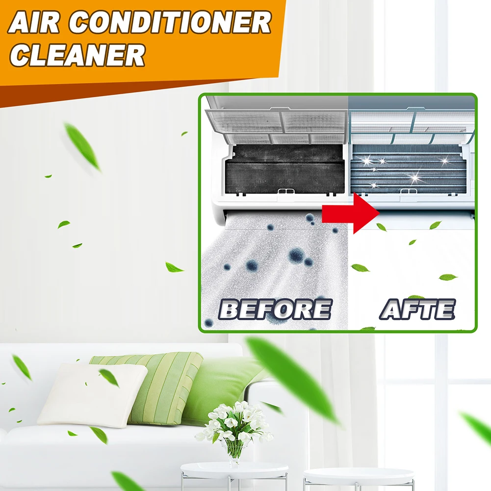 Air Conditioning Cleaner 60ml Foaming Sprayer Air Conditioner Cleaner No Disassembly Wash-free Deodorizer Air Conditioner Coil Condenser Cleaning Tools