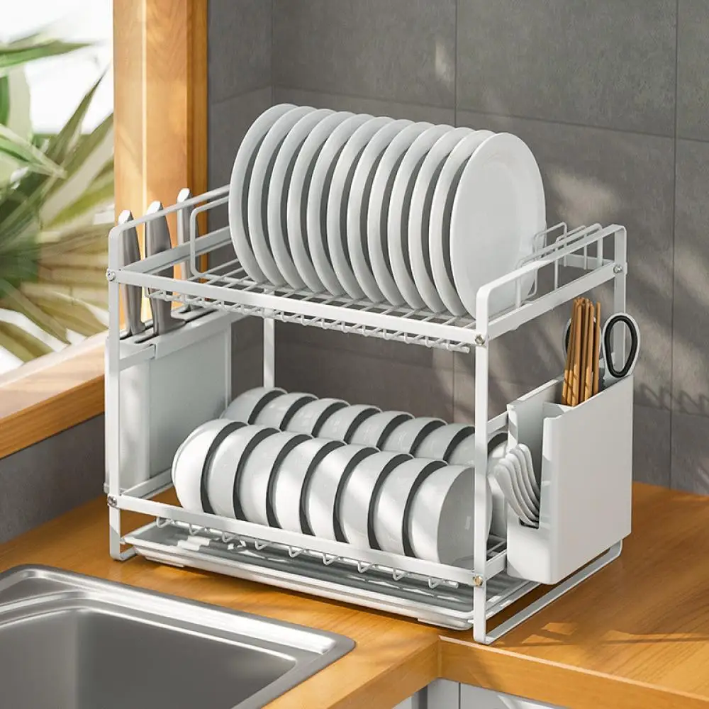 

Household Kitchen Storage Rack Single-Layer Double-Layer Bowl Rack Storage Drain Rack Kitchen Drain Rack Bowl Tray Storage Rack