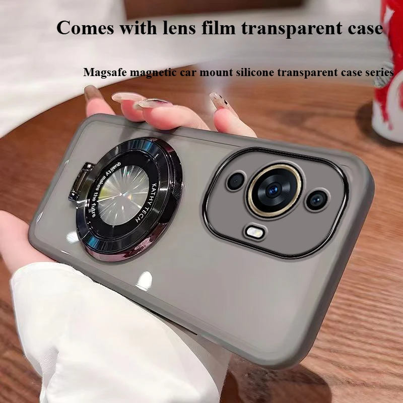 Luxury Silicone Transparent Bracket Shockproof Back Cover Case