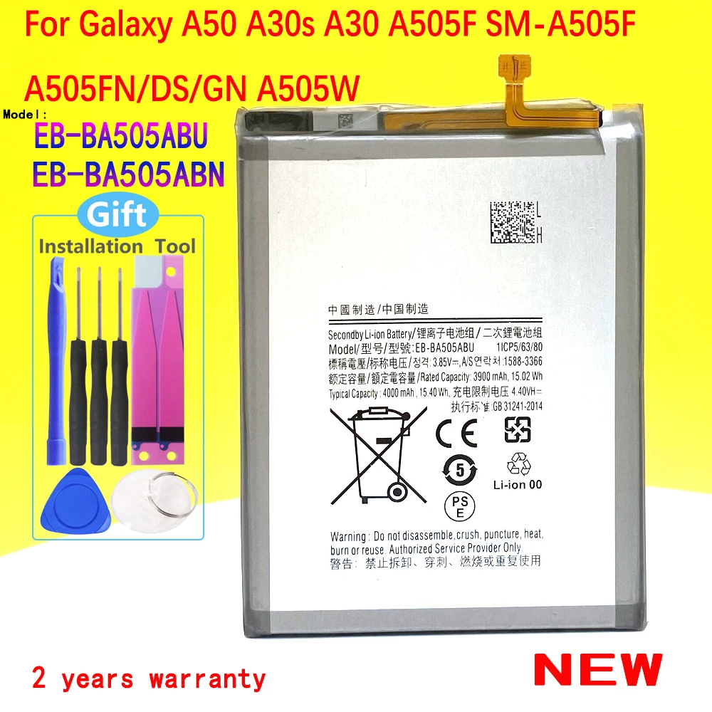 New EB-BA505ABU Battery For Galaxy A50 A30s A30 A505F SM-A505F A505FN/DS/GN A505W EB-BA505ABN cameron sino eb bj100bbe eb bj100bce eb bj100cbe battery for galaxy j1 galaxy j1 4g galaxy j1 duos sm j100d