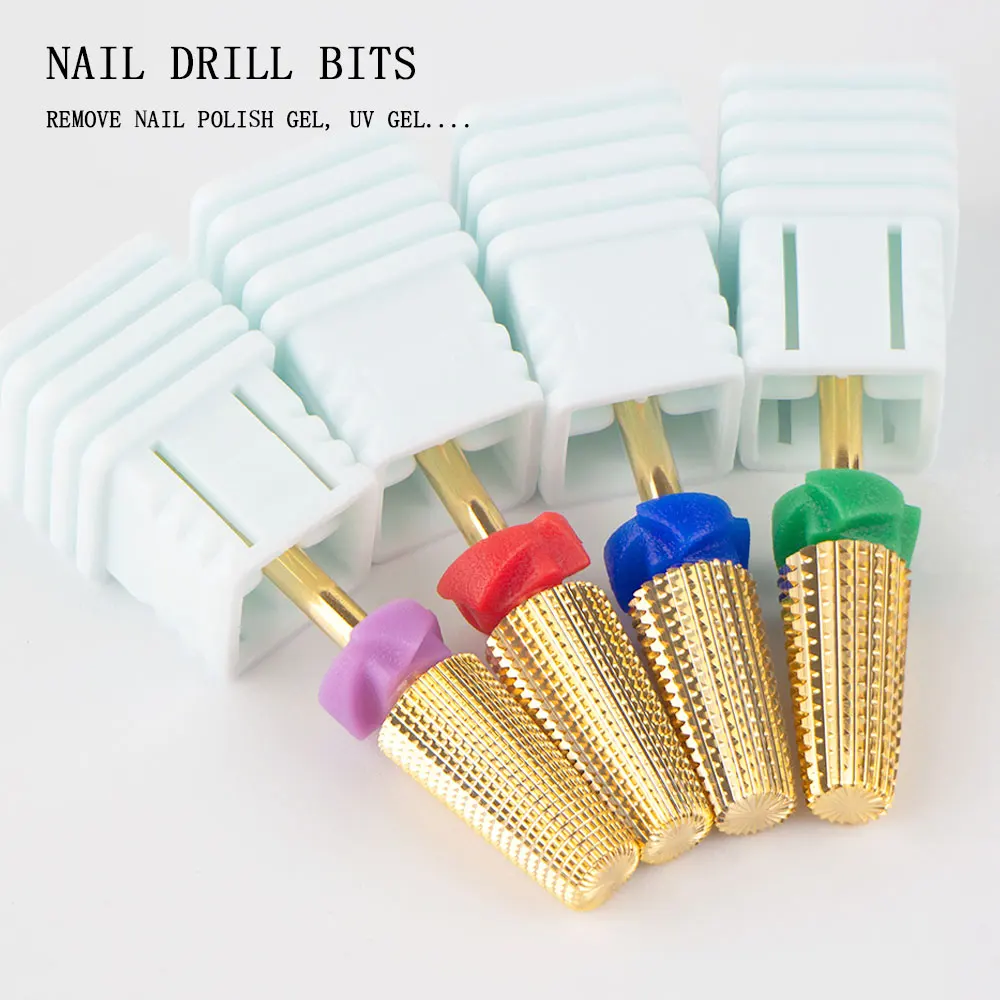 

Gold 5 IN 1 Nail Drill Bit Carbide Tungsten Nail Mills Cutter Remove Nail Gel Electric Manicure Machine Drill Bits Accessories