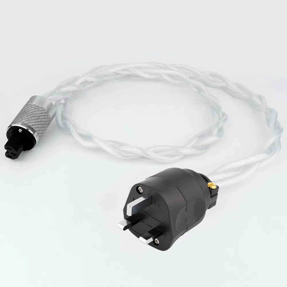 

5N OCC single crystal UK AC Audiophile audio amplifier DAC filter HIFI silver Power cable Carbon fiber rhodium plating plug